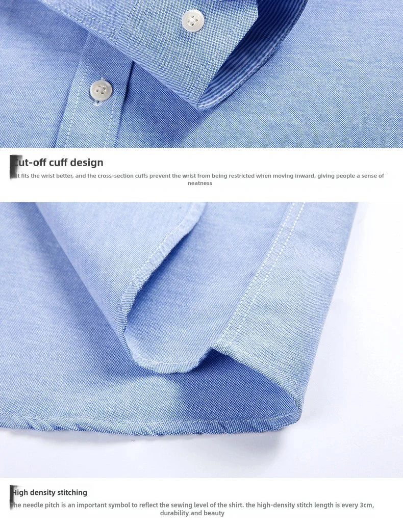 RBB Men's Oxford Long Sleeve Shirt – Slim Fit, Wrinkle-Free Casual Workwear for All Seasons