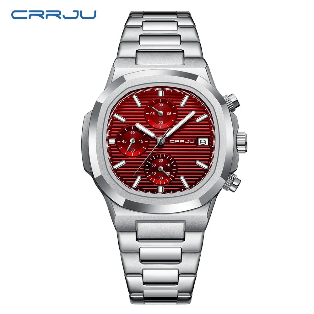 RBB Men's Luxury Quartz Watch – Stainless Steel, Square Case, Luminous & Waterproof