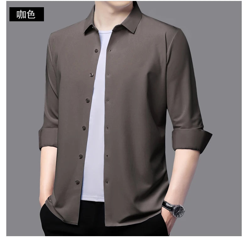 RBB Men’s Premium Ultra-Stretch Long Sleeve Shirt – Silky Formal & Casual Wear