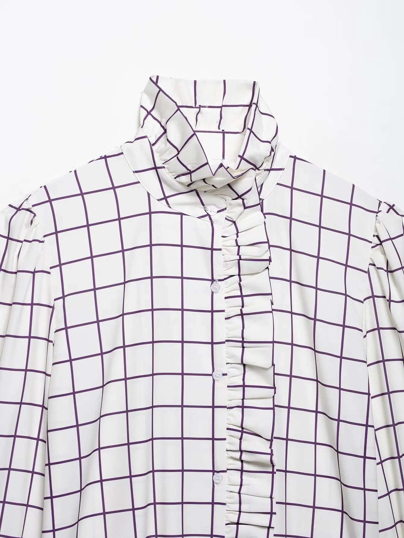 Ruffles Women Sweet Shirts 2025 Fashion Ladies Casual Purple Striped Blouses for Party Female Chic Tops Girls Cute Clothes