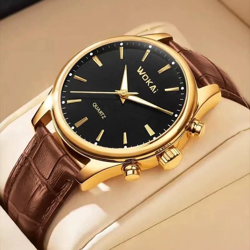 RBB Men’s Business Quartz Watch – High-Quality Leather Belt, Retro Classic Design, Waterproof