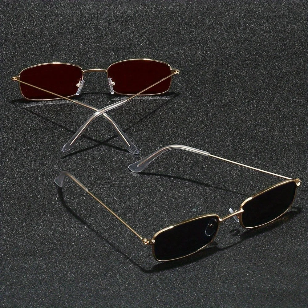 RBB Fashionable Metal Frame Glasses – 2 Pairs (Red & Black Lenses)