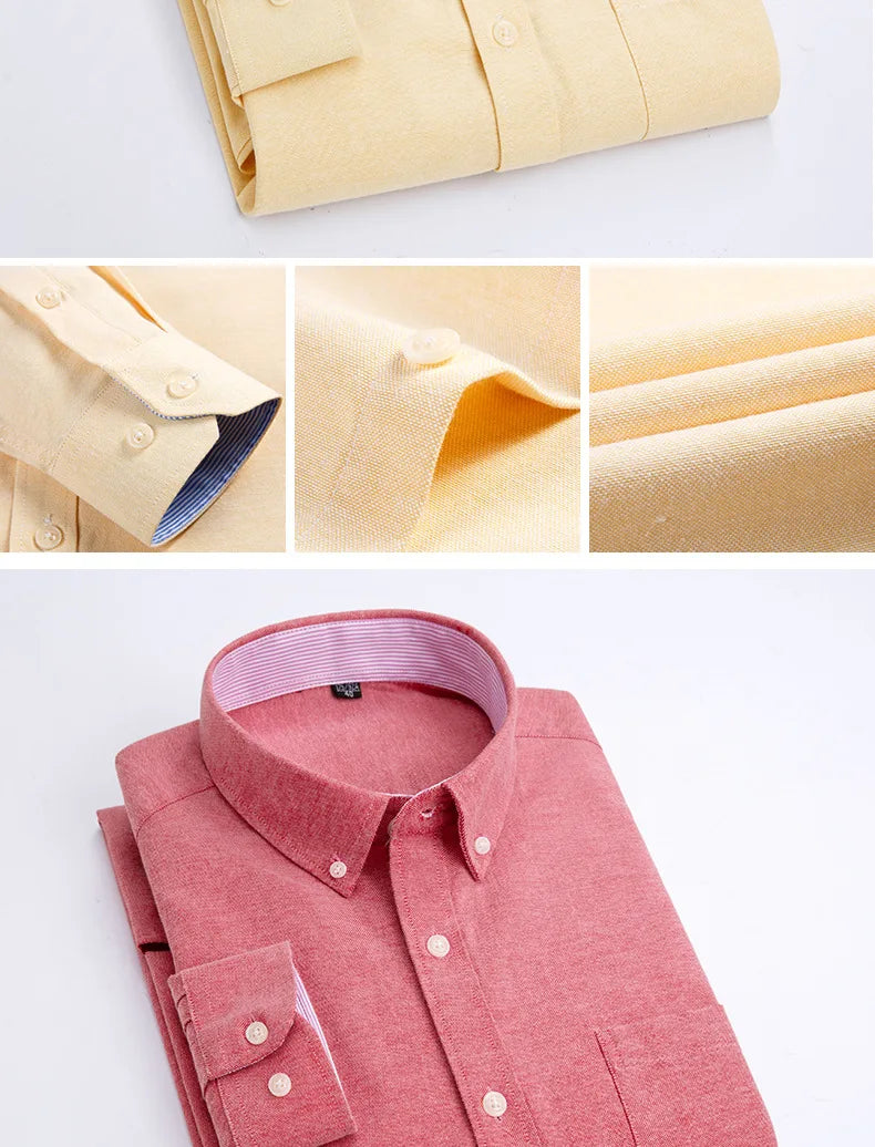 RBB Men's Oxford Long Sleeve Shirt – Slim Fit, Wrinkle-Free Casual Workwear for All Seasons