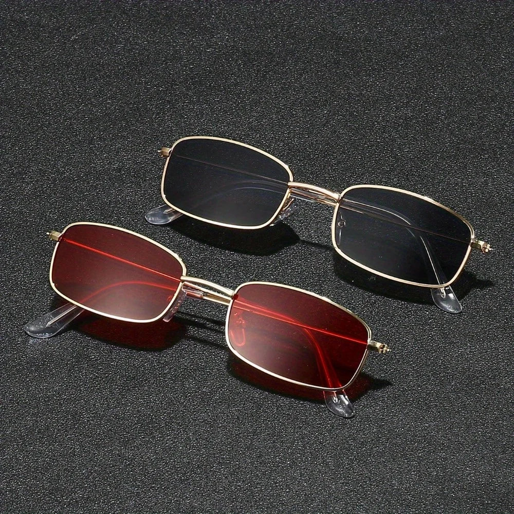 RBB Fashionable Metal Frame Glasses – 2 Pairs (Red & Black Lenses)
