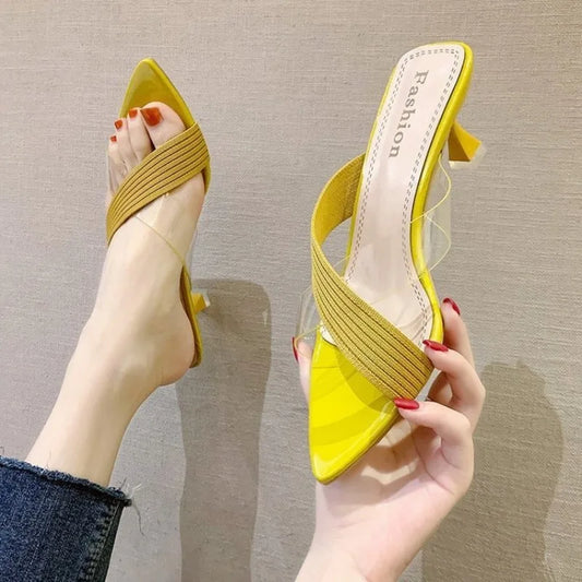 RBB Women’s Summer Pumps & Slides 2024 – Sexy Slip-On High Heels in Yellow, Green, Beige