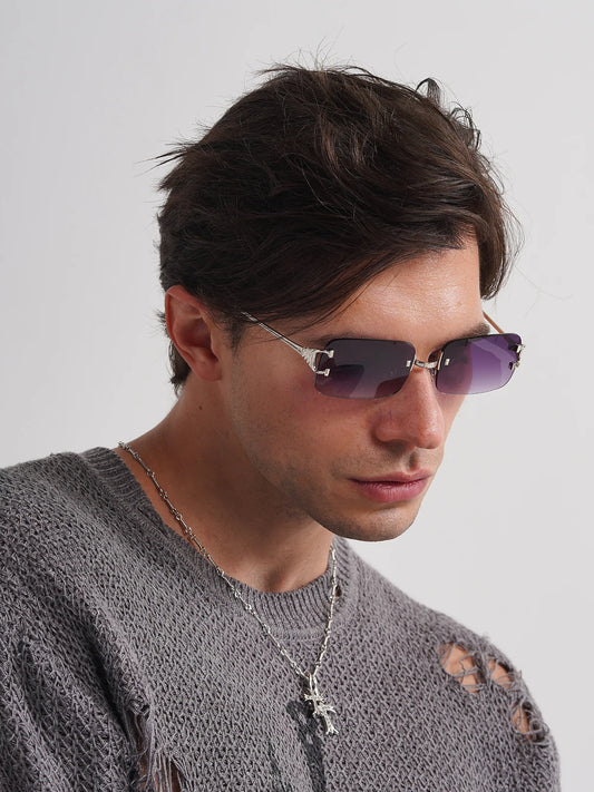 RBB 2025 Rimless Square UV400 Sunglasses – Unisex Designer Outdoor Metal Frame Shades